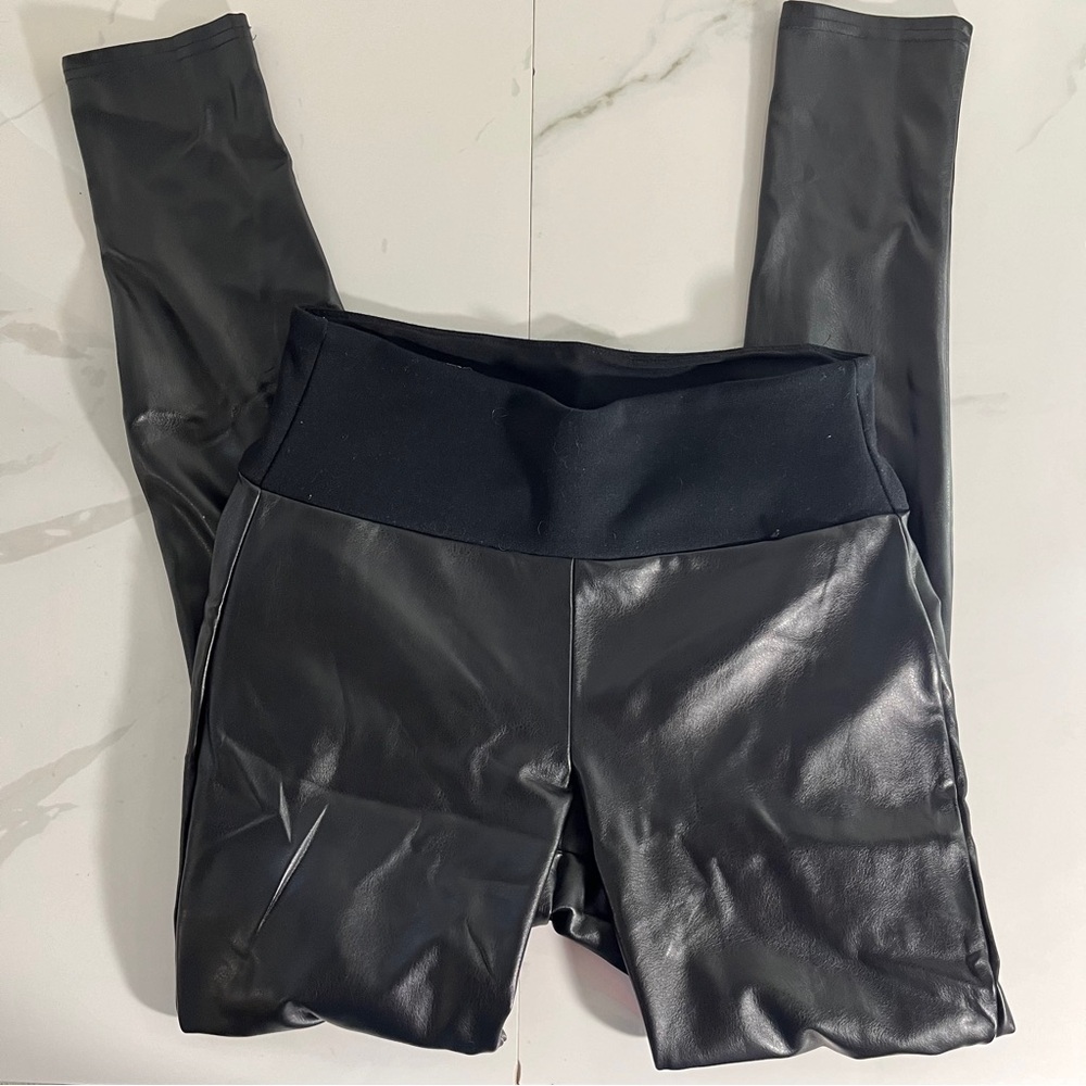 Assets By Spanx Black Leather Leggings